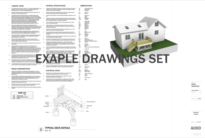 design professional deck addition drawing set for the permit